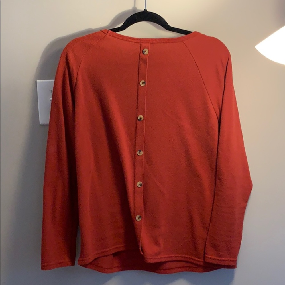 Rust Sweater with Back Buttons - Picture 3 of 3